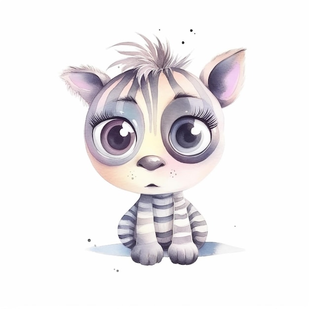 A drawing of a cat with big eyes and a striped shirt that says " cat ".