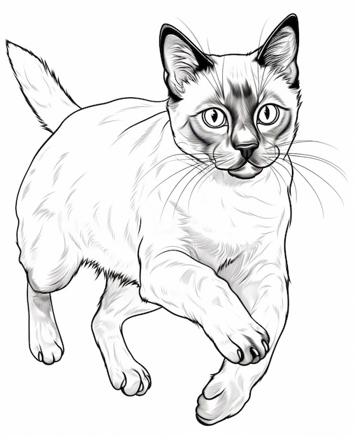 a drawing of a cat with a big eyes and a tail generative ai