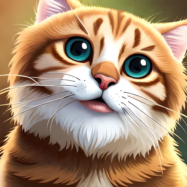 Рисунок кота с голубыми глазами