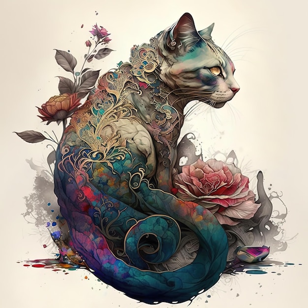 100 Examples of Cute Cat Tattoo  Art and Design