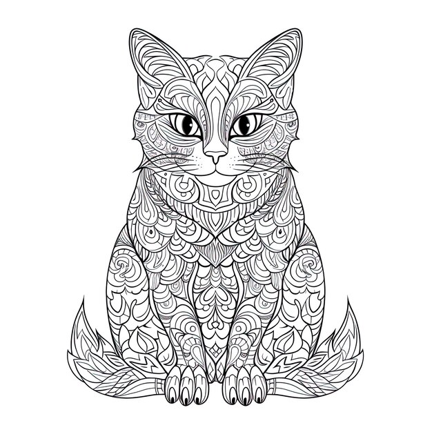 a drawing of a cat with a pattern of a cat on it