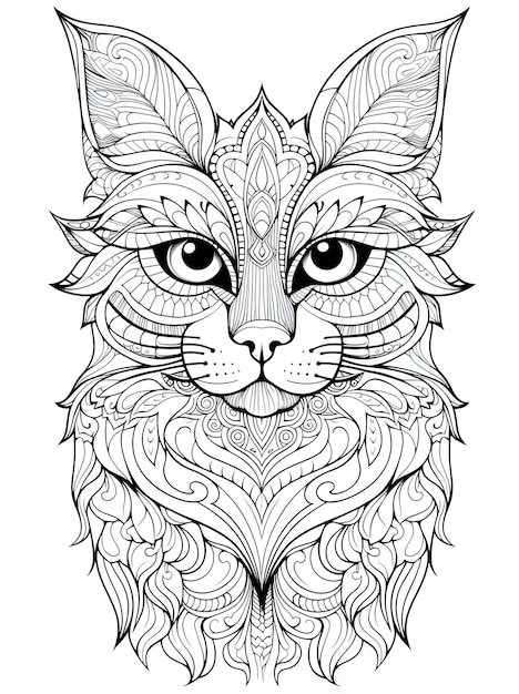 Photo a drawing of a cat with a pattern on it