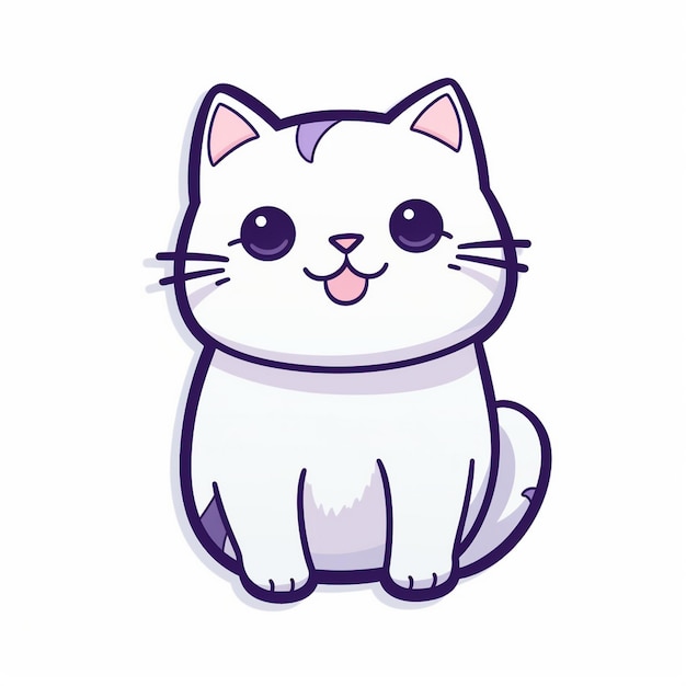 a drawing of a cat with a purple collar and pink nose.