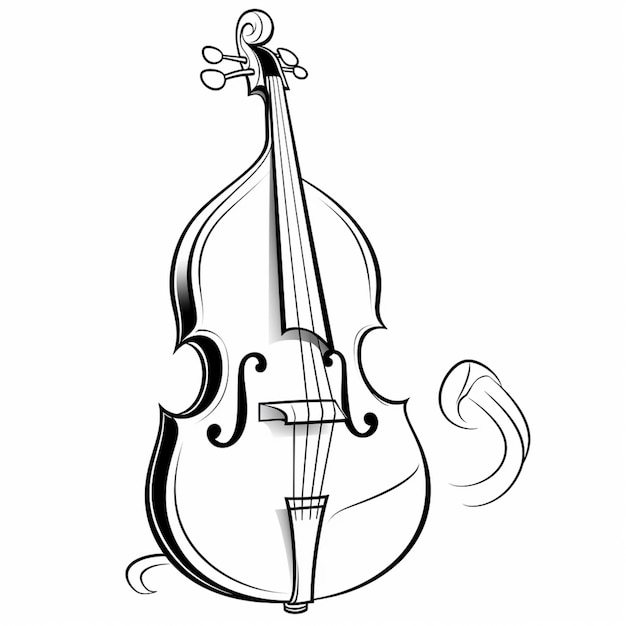 Foto un disegno di un violoncello con un arco e un arco sul retro generativo ai