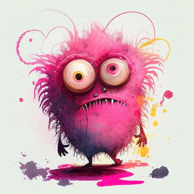 Drawing Character Monster Watercolor Paint Generative AI