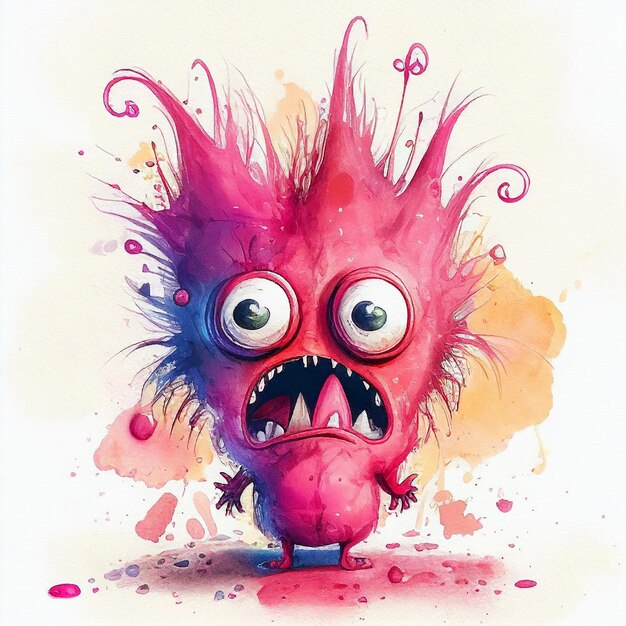 Drawing Character Monster Watercolor Paint Generative AI