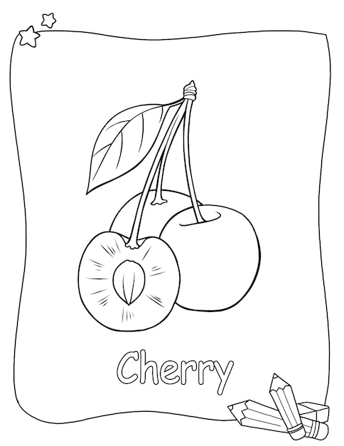 a drawing of a cherry with the word cherry on it