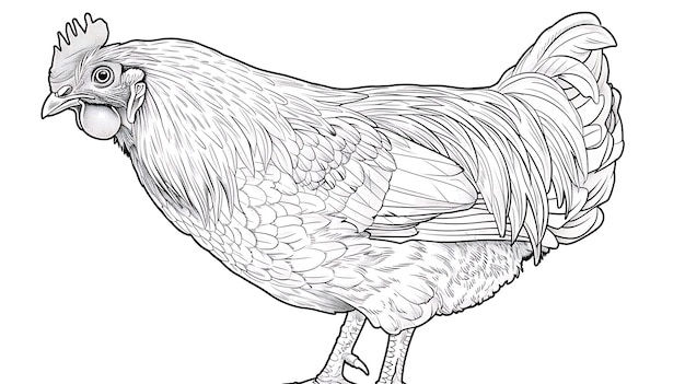 Foto un disegno di un pollo con un uccello su di esso