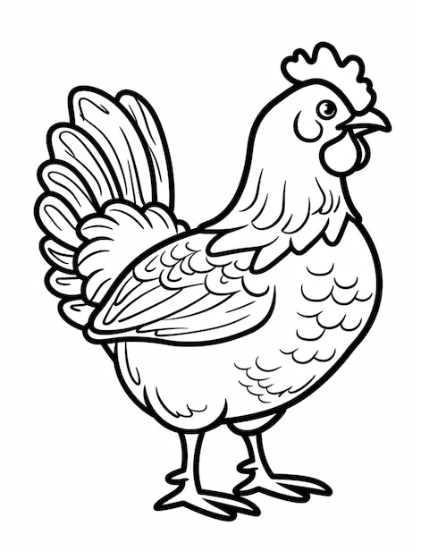 Foto un disegno di un pollo con un gallo su di esso