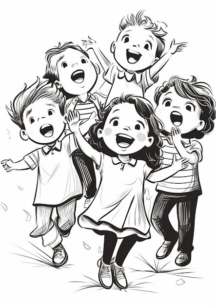 a drawing of children with one that says " kids "