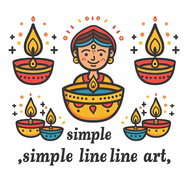 Photo a drawing of a childs head with candles that say simple line art