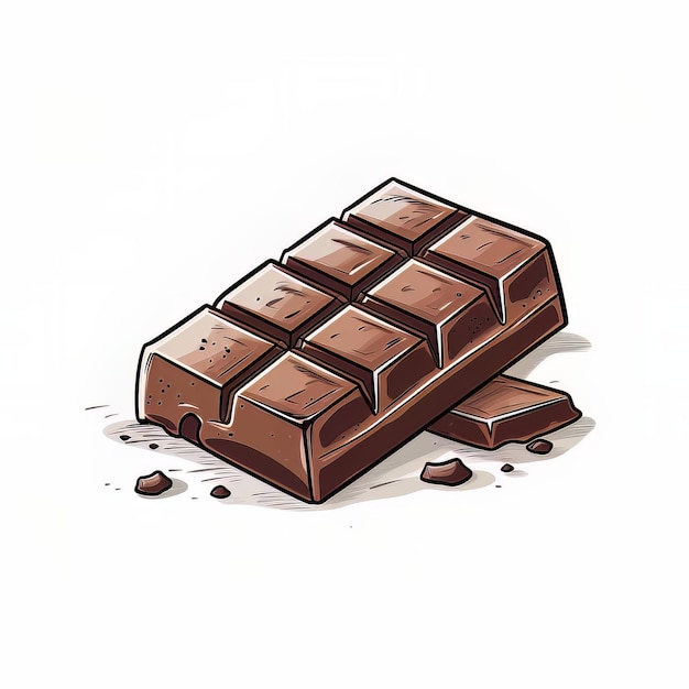 A drawing of a chocolate bar with the word chocolate on it.