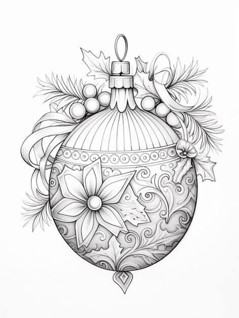 Foto un disegno di un ornamento di natale con ornamenti e archi generativo ai