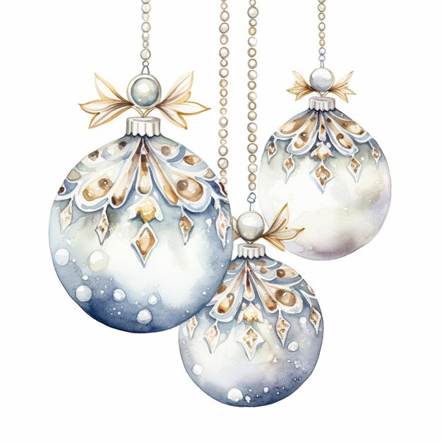 その上に雪花が描かれたクリスマスの装飾品の絵です