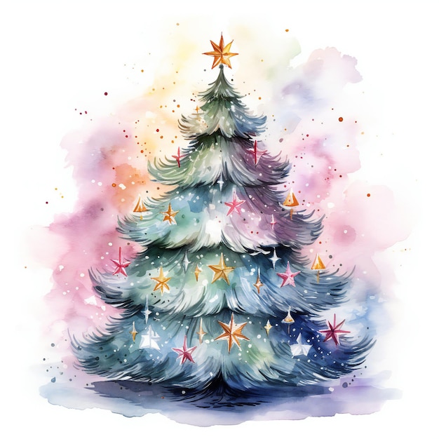 a drawing of a christmas tree with a star on it