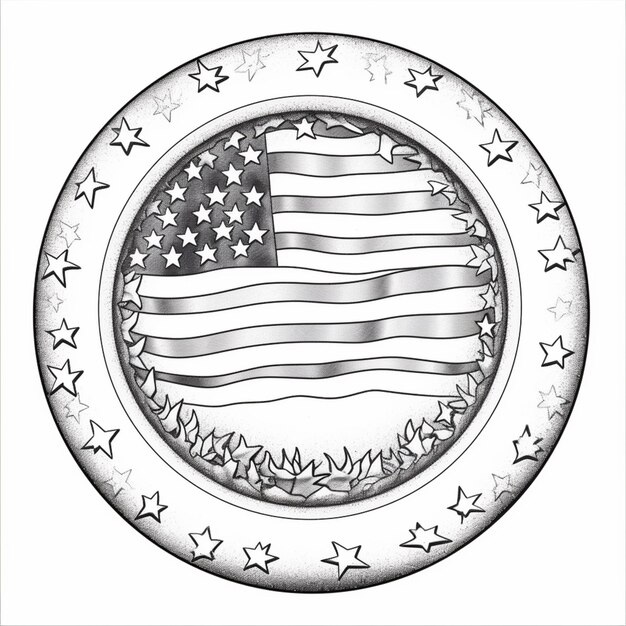 Photo a drawing of a circular american flag with stars on it generative ai