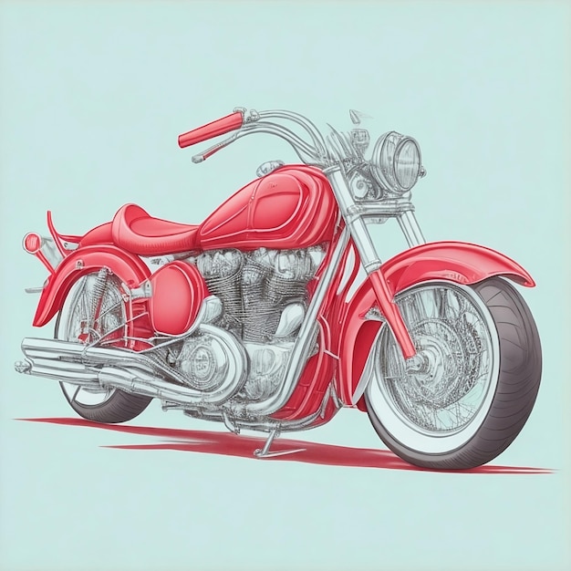 A drawing of a classic red motorcycle with gradient background to celebrate world motorcycle day