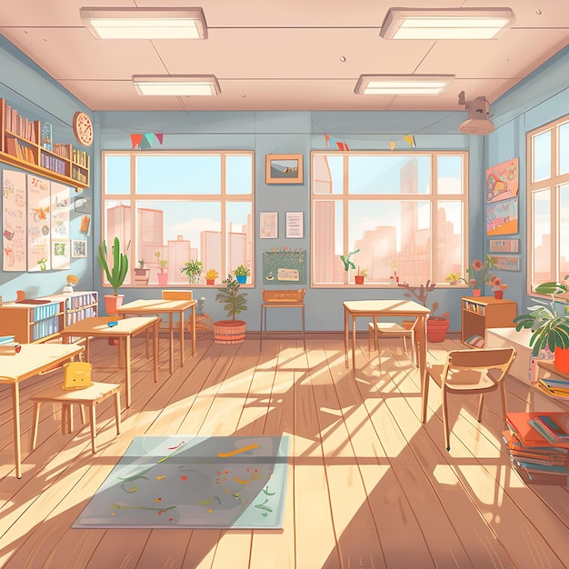 Classroom Night 2d Anime Background Illustration Stock Illustration -  Download Image Now - iStock