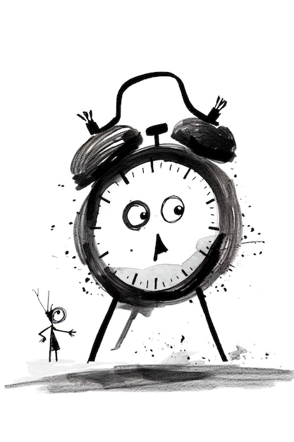 Photo a drawing of a clock with a face drawn on it