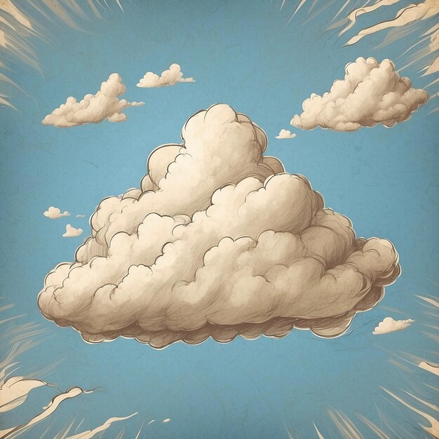 Photo a drawing of clouds that is from the sun