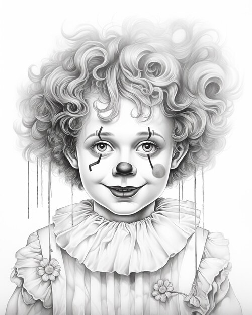 Foto disegno di un clown con una faccia di clown e un naso di clown generativo ai