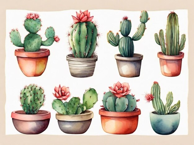 a drawing of a collection of cactus and cactus