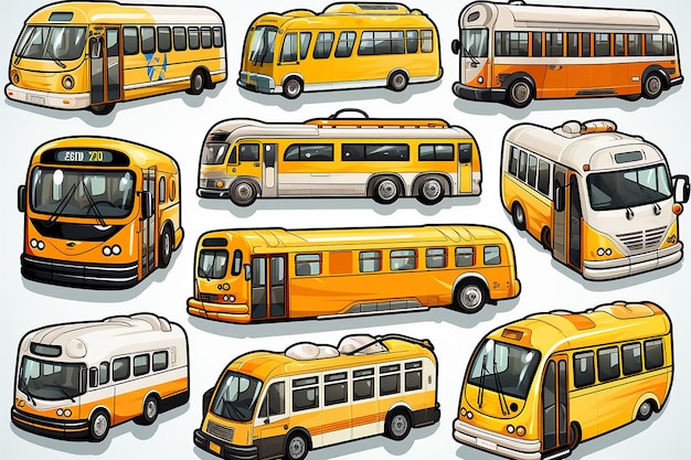 рисунок коллекции школьных автобусов