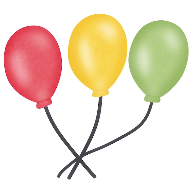 Photo drawing of colorful of balloon isolated on white background