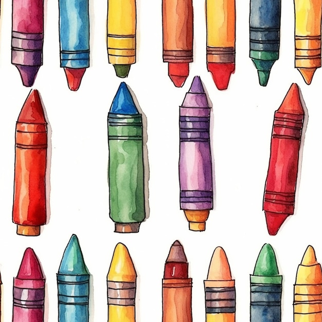 Photo a drawing of colorful crayons.