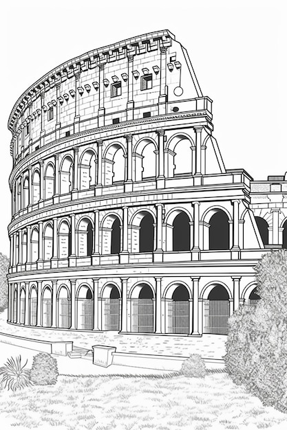 A drawing of the colosseum in rome