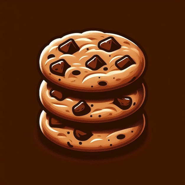 a drawing of a cookie with chocolate chips on it