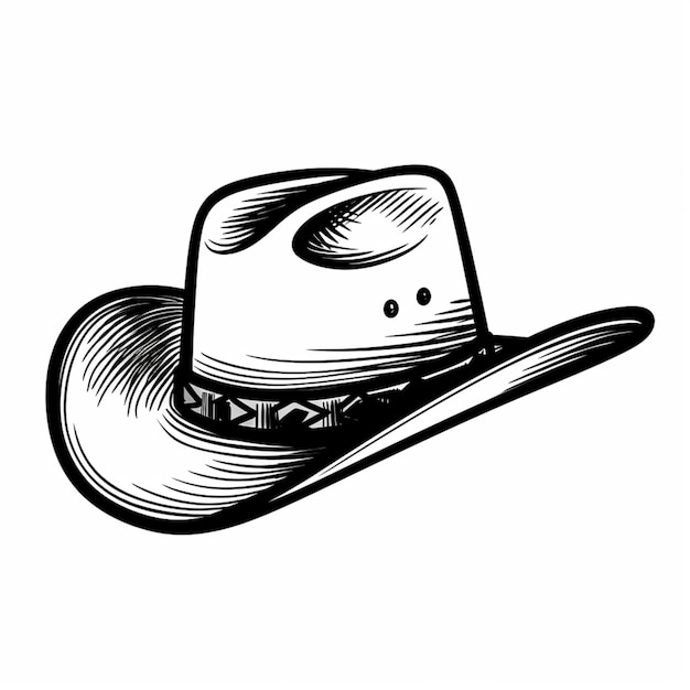 a drawing of a cowboy hat with a bow tie generative ai