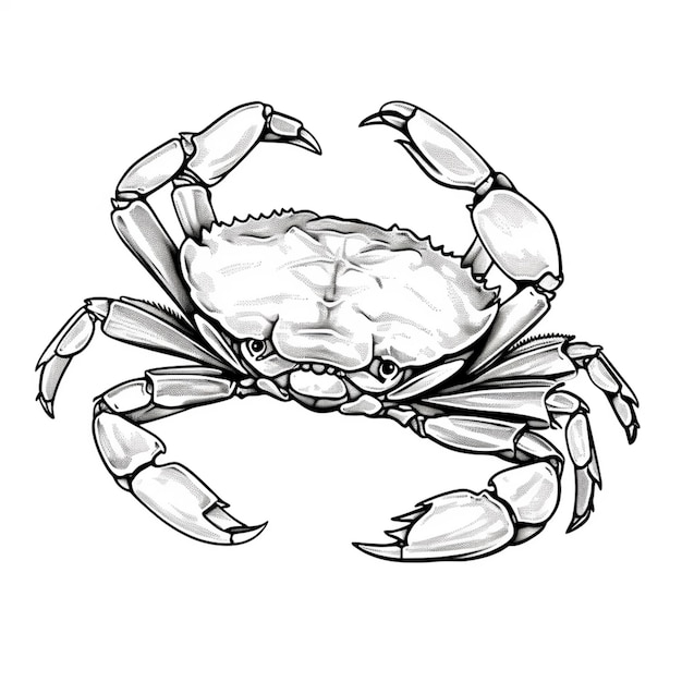 A drawing of a crab with a large claws and a large body generative ai