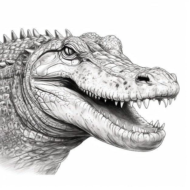 a drawing of a crocodile with its mouth open and its teeth wide open generative ai