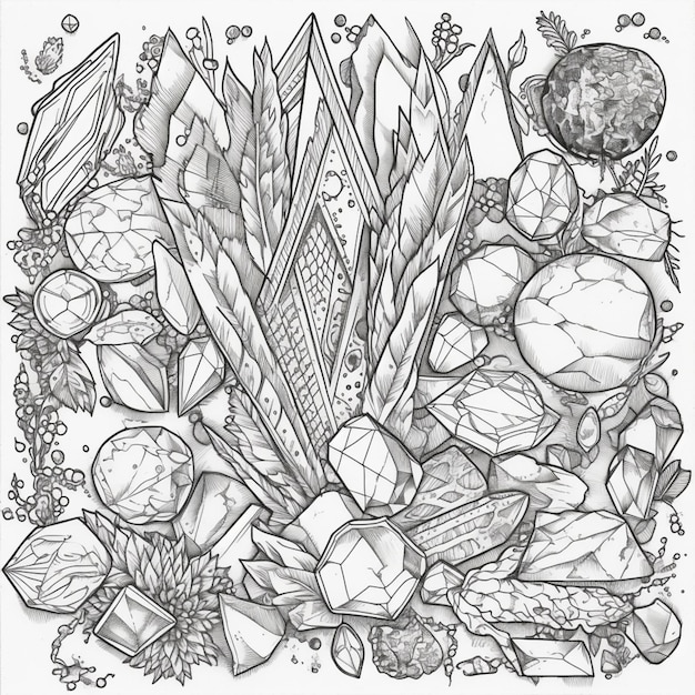 A drawing of crystals and crystals with the words " crystals " on it.