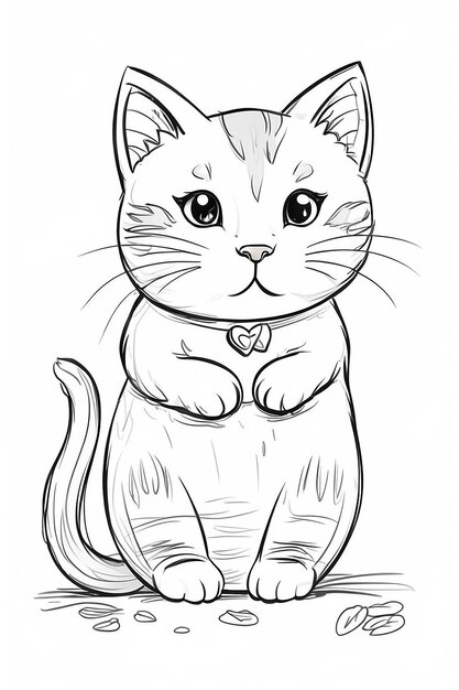 рисующий милую кошку