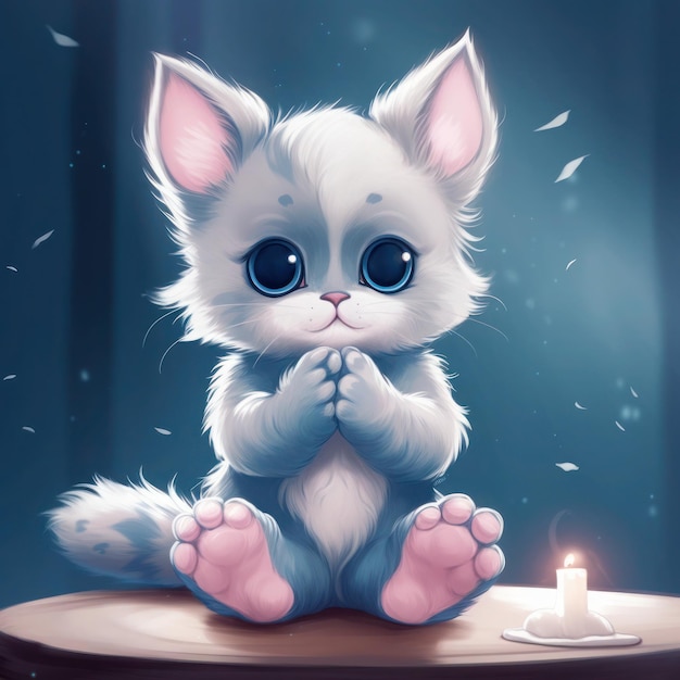 Drawing of cute kawaii cat