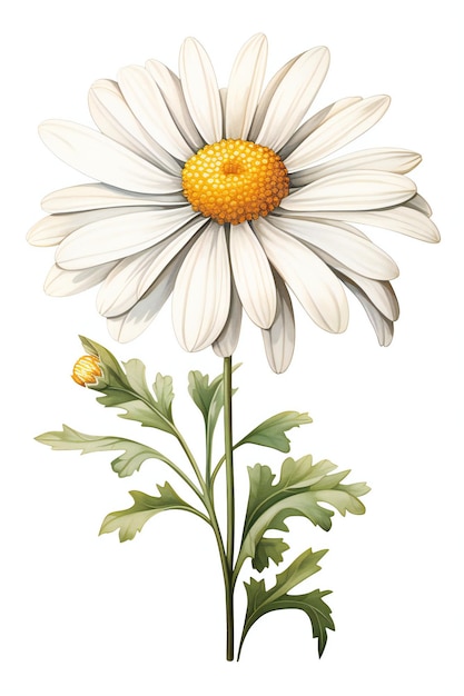 A drawing of a daisy with a yellow center.