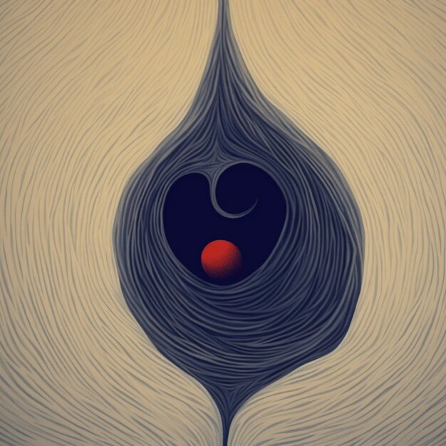 a drawing of a dark hole with a red dot in the middle.