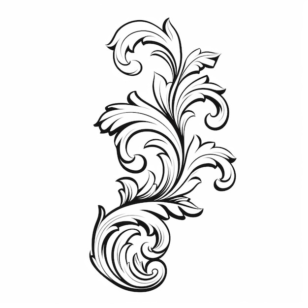 a drawing of a decorative design with swirls and leaves generative ai