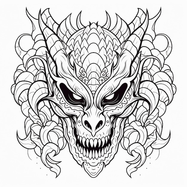 a drawing of a demon with a large head and large teeth generative ai