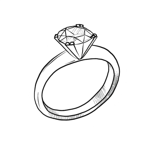 Photo a drawing of a diamond ring with a diamond on top generative ai