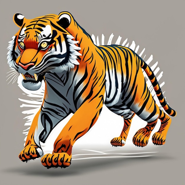 Photo drawing different animals in distinct colors tiger