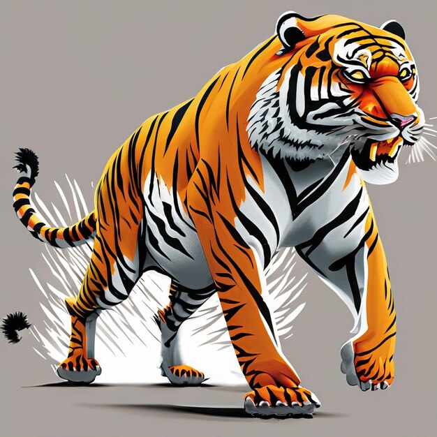 Drawing different animals in distinct colors tiger