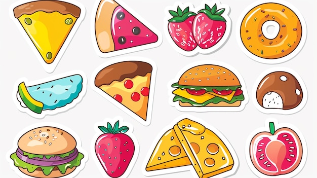 a drawing of different pizzas with different pictures of different types of pizzas