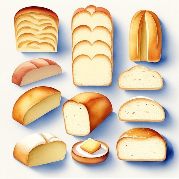 A drawing of different types of bread