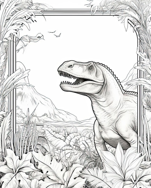 Photo a drawing of a dinosaur in the jungle