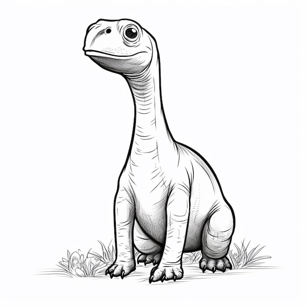 a drawing of a dinosaur sitting on the ground generative ai