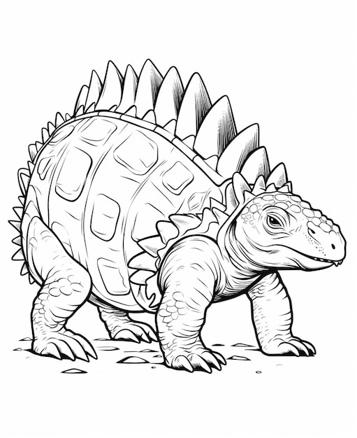 A drawing of a dinosaur with a large head and large tail generative ai