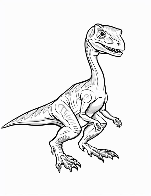 Photo a drawing of a dinosaur with a large head and a long neck generative ai